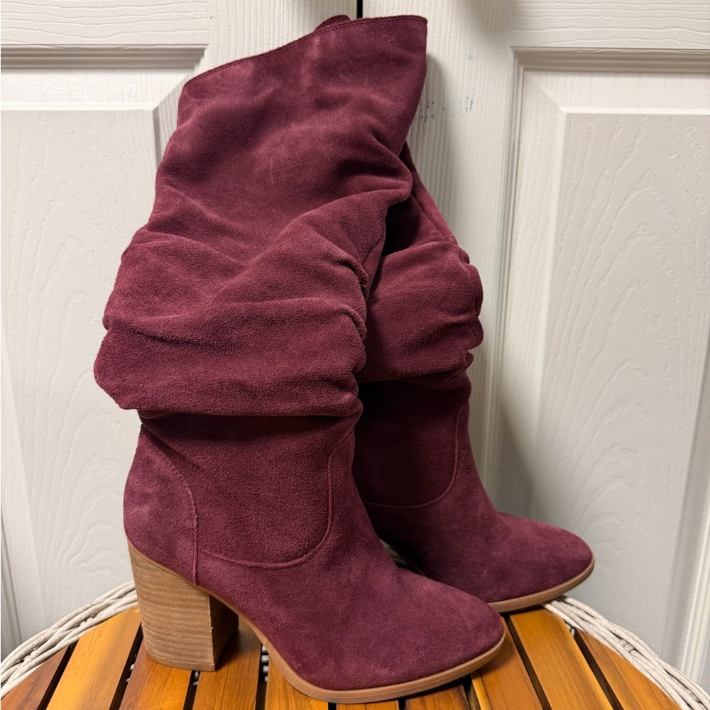 Nine West Abee Knee Wine Boots Suede 6.5 Western Cowgirl - Picture 4 of 8